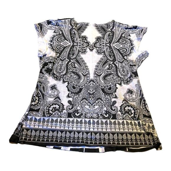 Womens Apt. 9 M Black Gray Floral Sleeveless Paisley Tank Top Draped Front Shirt - Picture 6 of 6